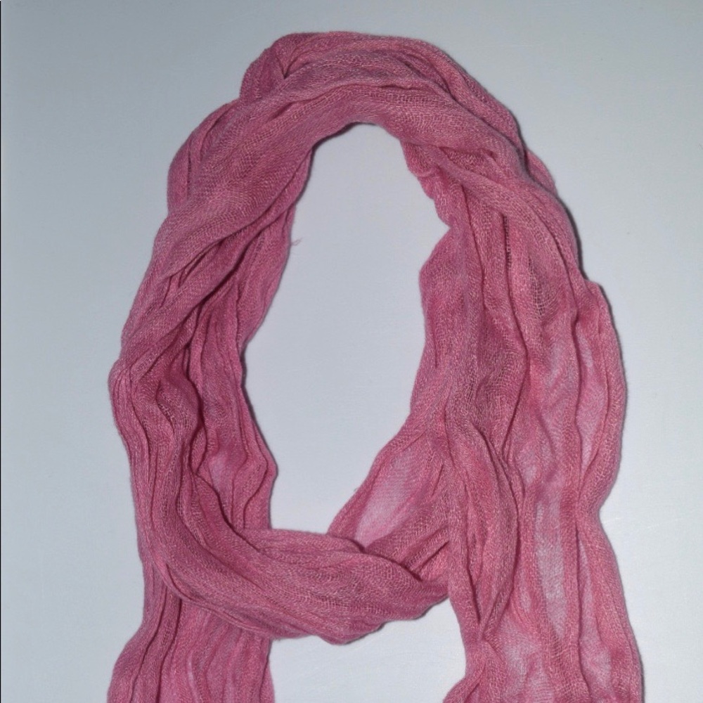 Pink Scarf With Fringe On The Ends